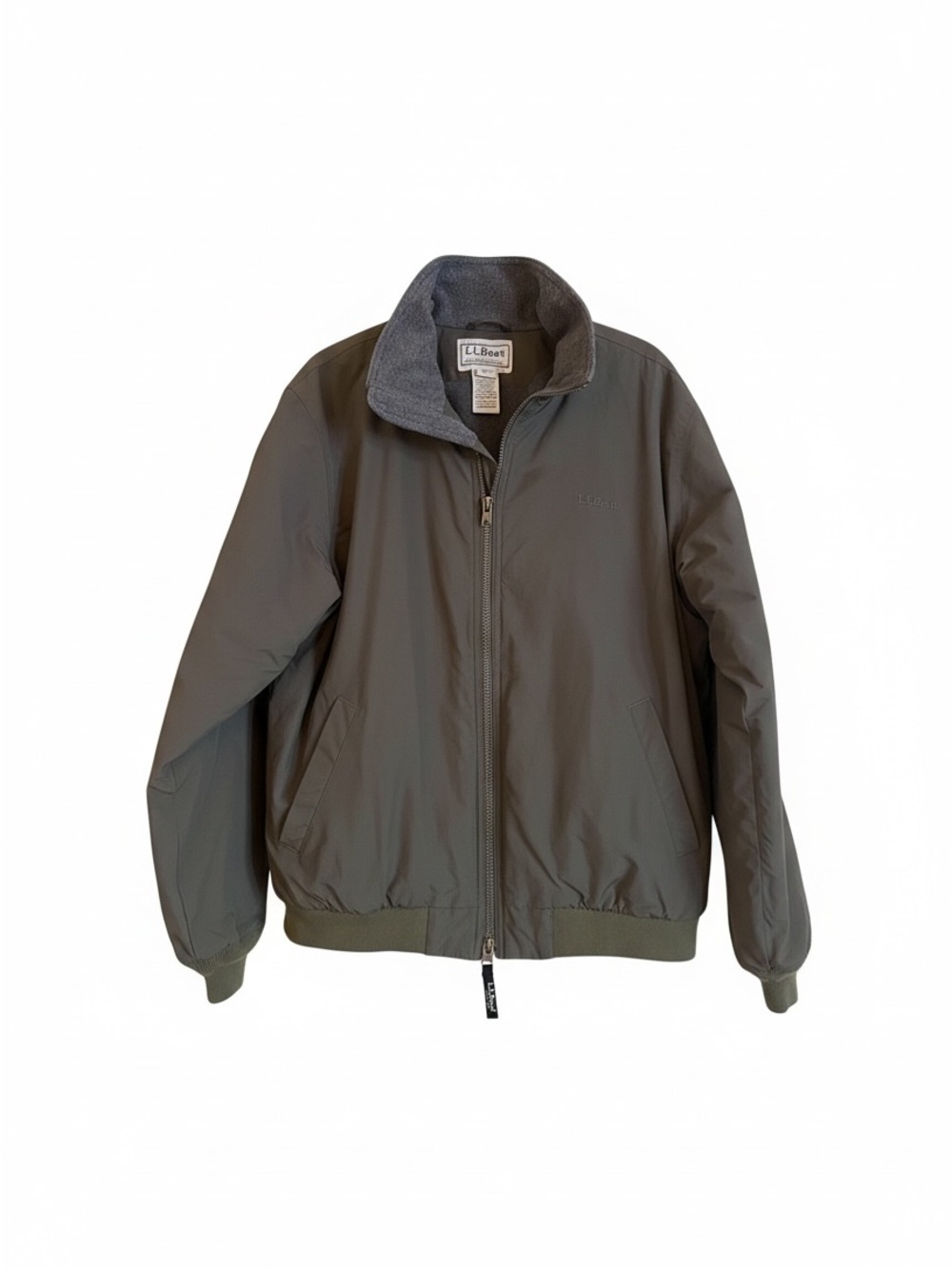 L.L. Bean Men's Olive Bomber Jacket with Fleece Collar